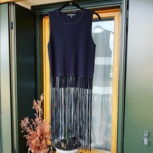 Romeo & Juliet Couture top w/ long leather fringe